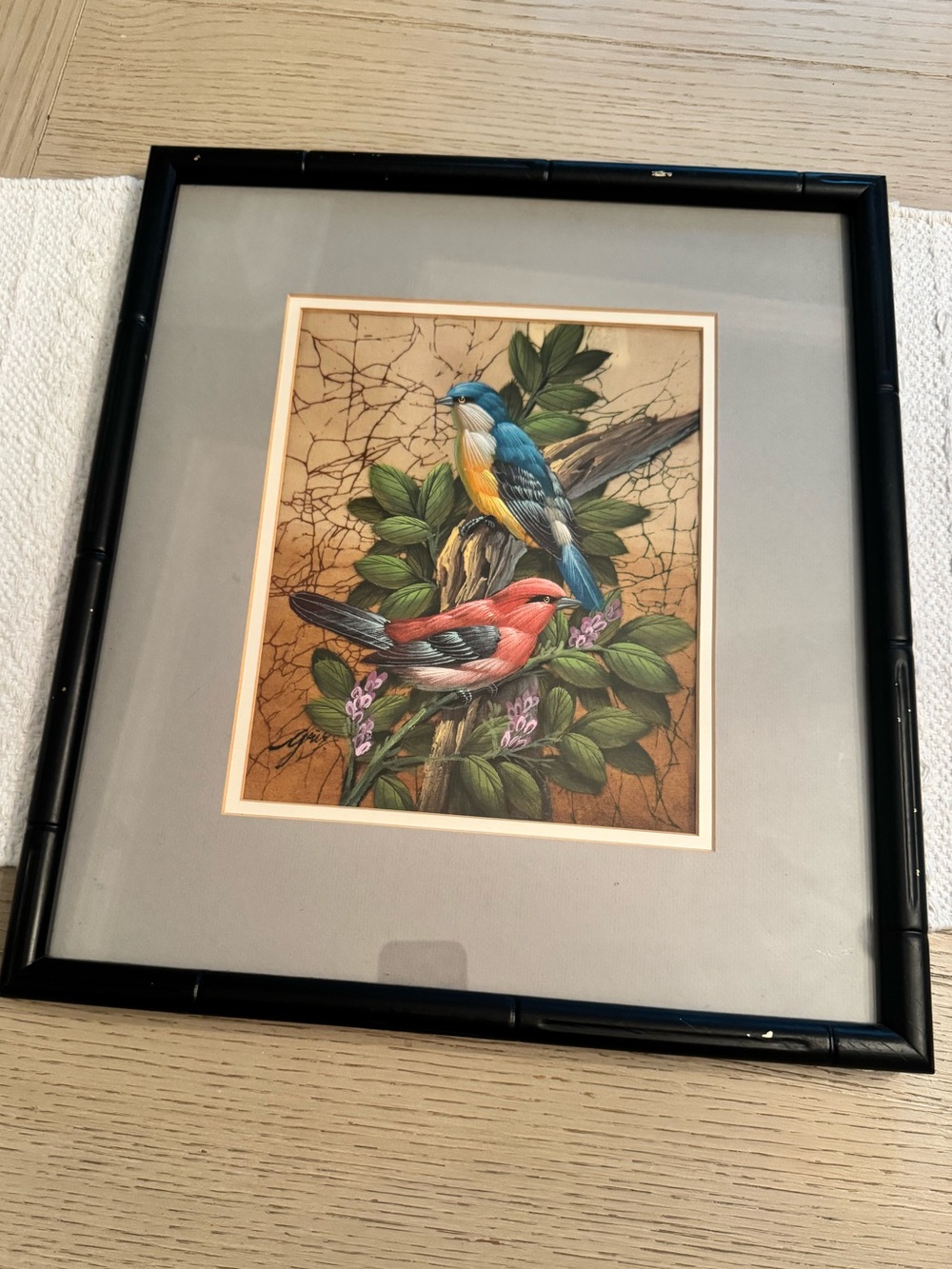 Vintage original Gris bird painting